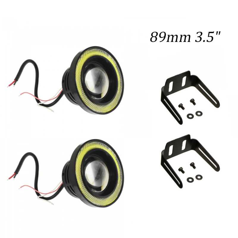 Σετ Φώτα - Προβολείς Ομίχλης Αυτοκινήτου 40W IP65 με Στεφάνι COB Angel Eye Ψυχρό Λευκό 89mm 3.5" 2 τμχ WD-0154B