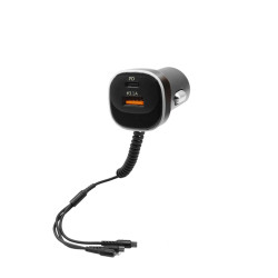 FM Transmitter με Βολτόμετρο 12V-24V με USB - MP3 Player - Οθόνη LCD και 3 Καλώδιο Φόρτισης 3 in 1 K2