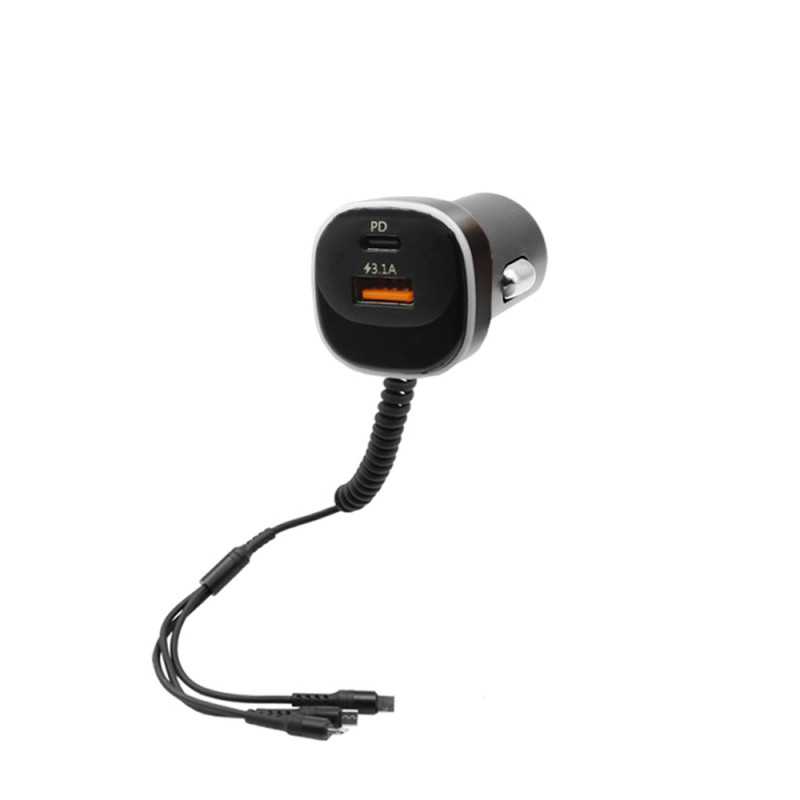 FM Transmitter με Βολτόμετρο 12V-24V με USB - MP3 Player - Οθόνη LCD και 3 Καλώδιο Φόρτισης 3 in 1 K2