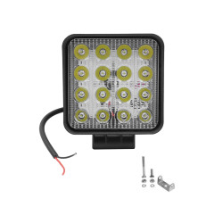 LED Τετράγωνος Αδιάβροχος Προβολέας Αυτοκινήτου 12-24V 48W 13cm Μαύρος
