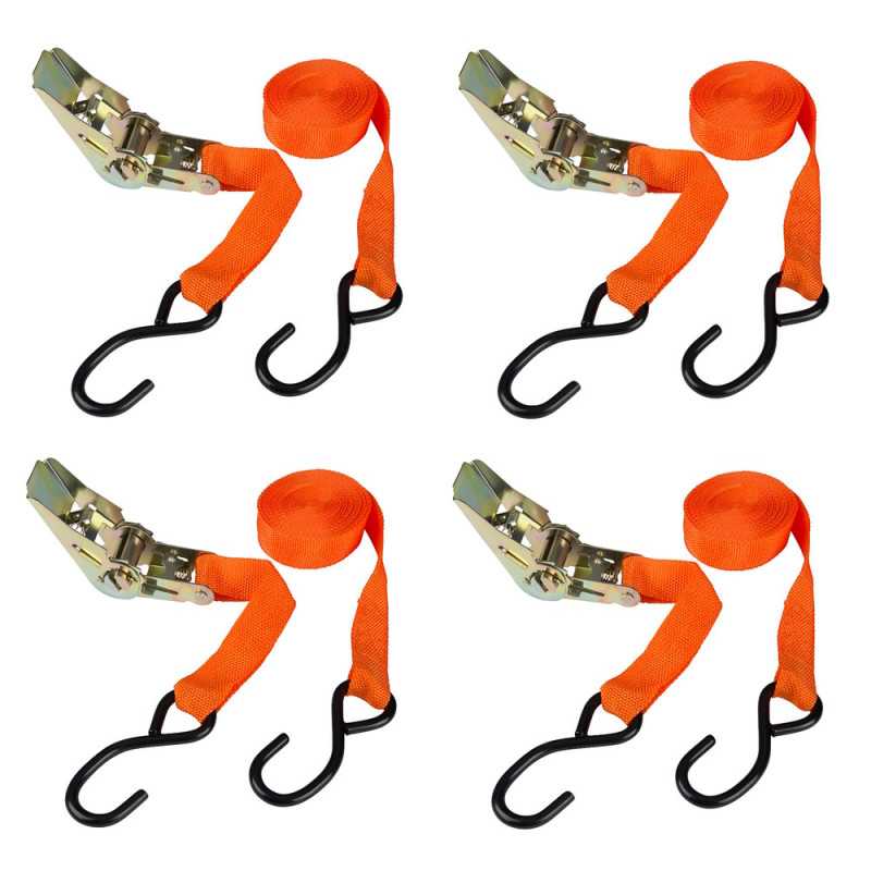 Σετ Ιμάντες με Καστάνια και Γάντζους S για Αποσκευές 4.5m x 25mm 250kg DR-12121 4 τμχ Πορτοκαλί
