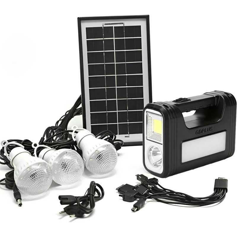 Ηλιακό Σύστημα Φωτισμού με 3 LED Λάμπες - LED Φακό και Ηλιακό Πάνελ GD-8017COB
