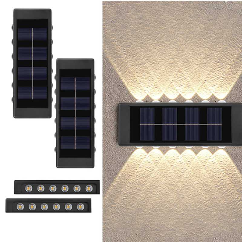 Σετ LED Αδιάβροχα Ηλιακά Επιτοίχια Φωτιστικά με 12 SMD και Ενσωματωμένο Πάνελ σε Θερμό Λευκό Φωτισμό 2τμχ DY-9